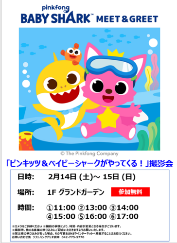 「ピンキッツ＆ベイビーシャークが  やってくる！撮影会」