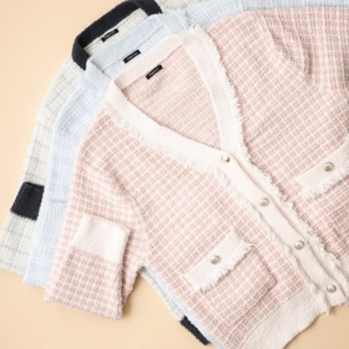 ˚*.꒰ もちもち手触り ꒱.*˚ ツイード柄のモールニットカーデ🧶